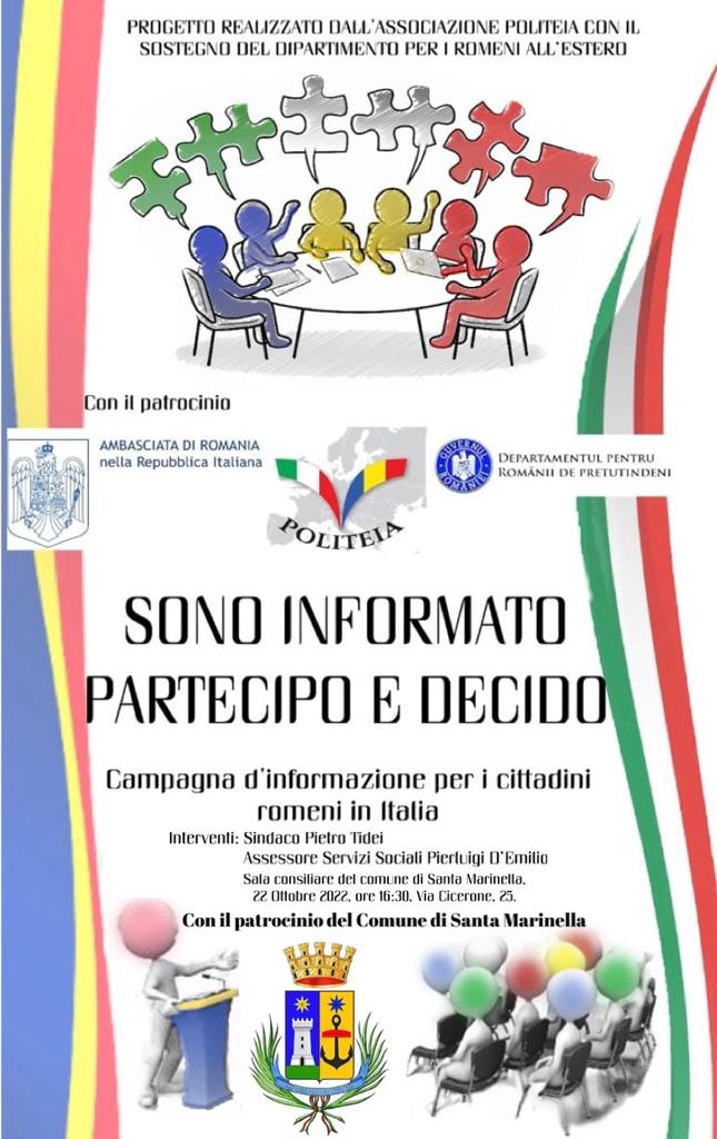 Sono informato, partecipo e decido 22 ottobre Comune di Santa Marinella